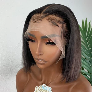 Brazilian Hair Short Straight Bob Wig Lace Front Human Hair Wigs For Women Pre Plucked Natural Hairl in Pakistan