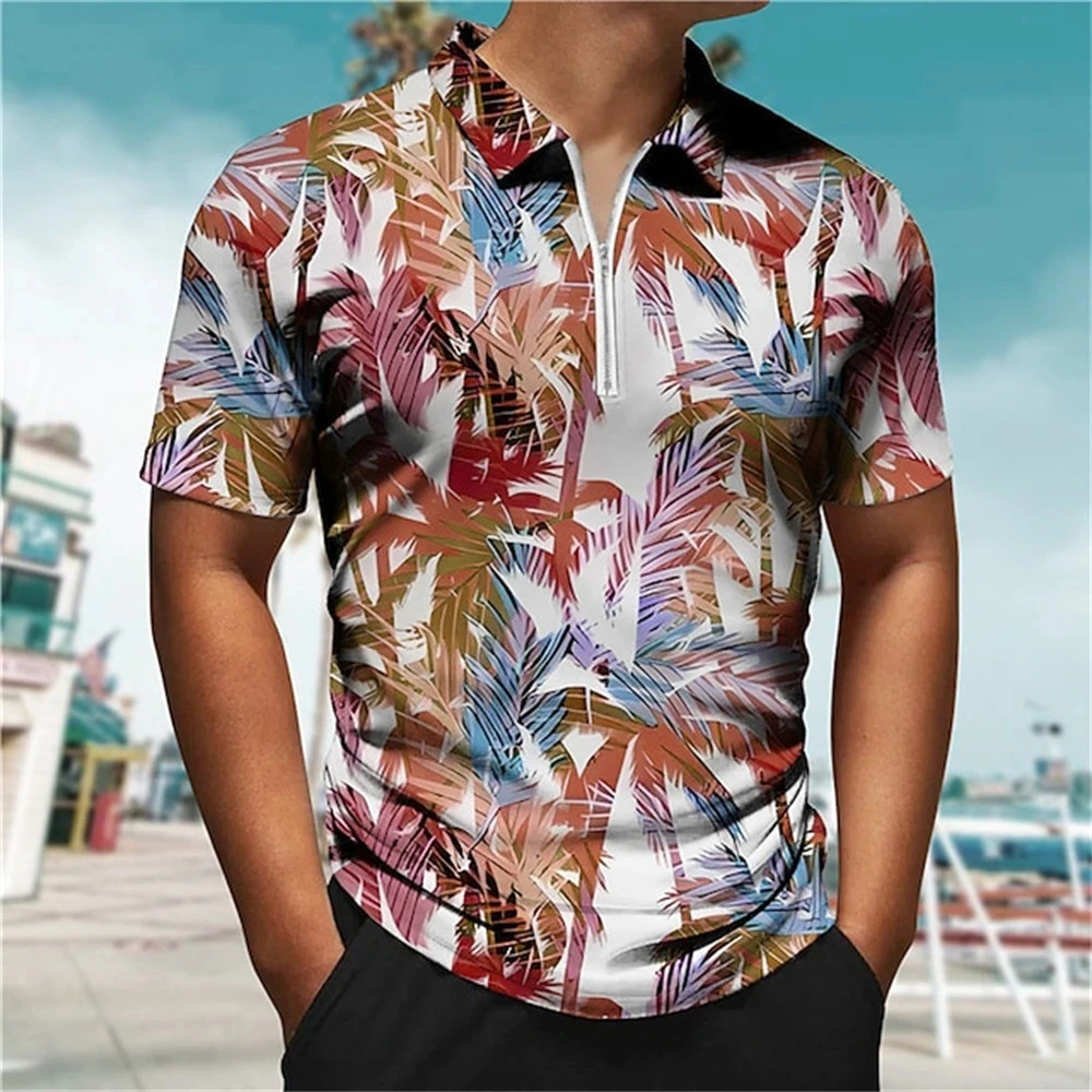 

Футболка-поло мужская пляжная, Повседневная модная рубашка с принтом кокосового дерева, уличный комфорт, роскошная в гавайском стиле, лето