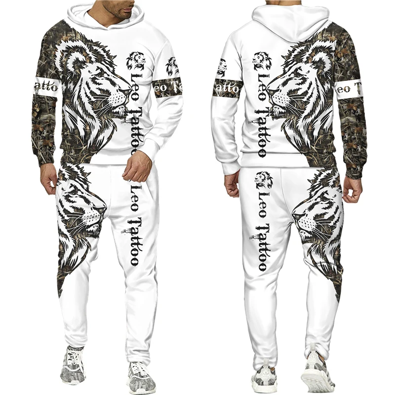 Cool The Lion King 3D Printed Hoodie + Pants Suit Fashion Men's Hooded Sportswear Tracksuit Two Piece Set Couple Jogging Outfits images - 6