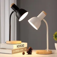 Creative Wooden Art Iron Flexible LED Nordic Desk Lamp Eye Protection Reading Table Lamp for Living Room Bedroom Home Decor