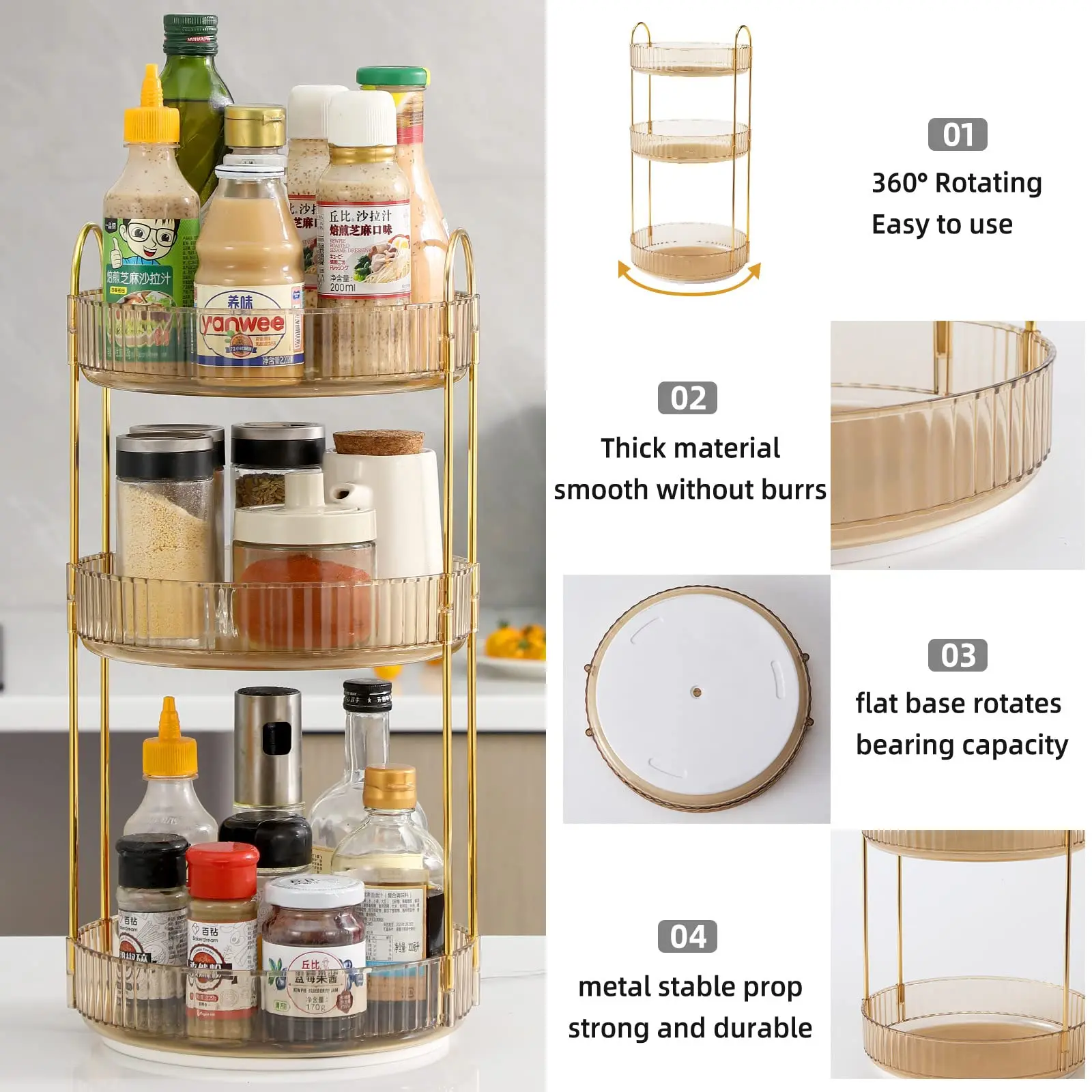 Вращающийся на 360 градусов Органайзер для макияжа туалетного столика