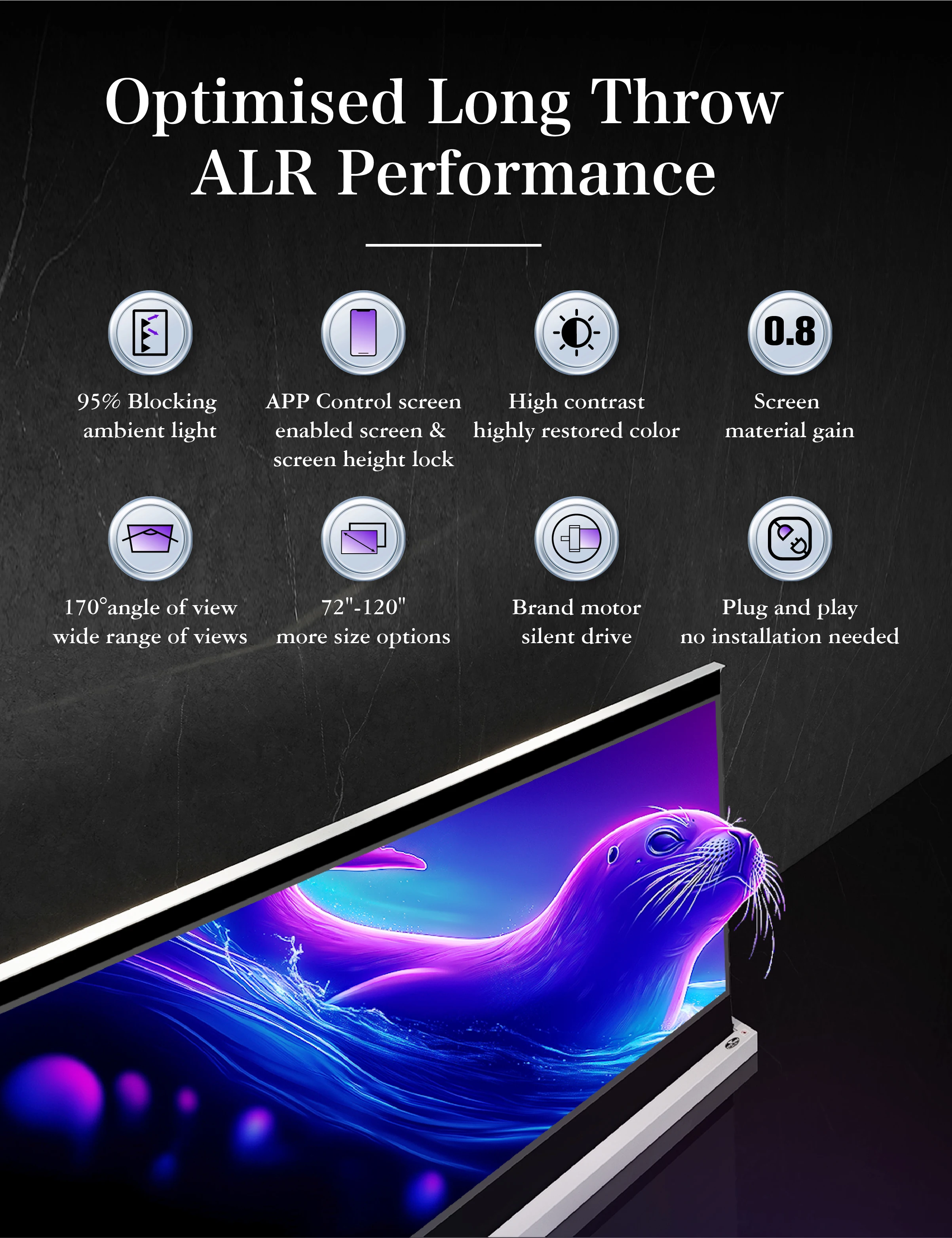 VIVIDSTORM 84 дюйма S Fusion светильник отклоняющий экран Электрический пол 4K готовый