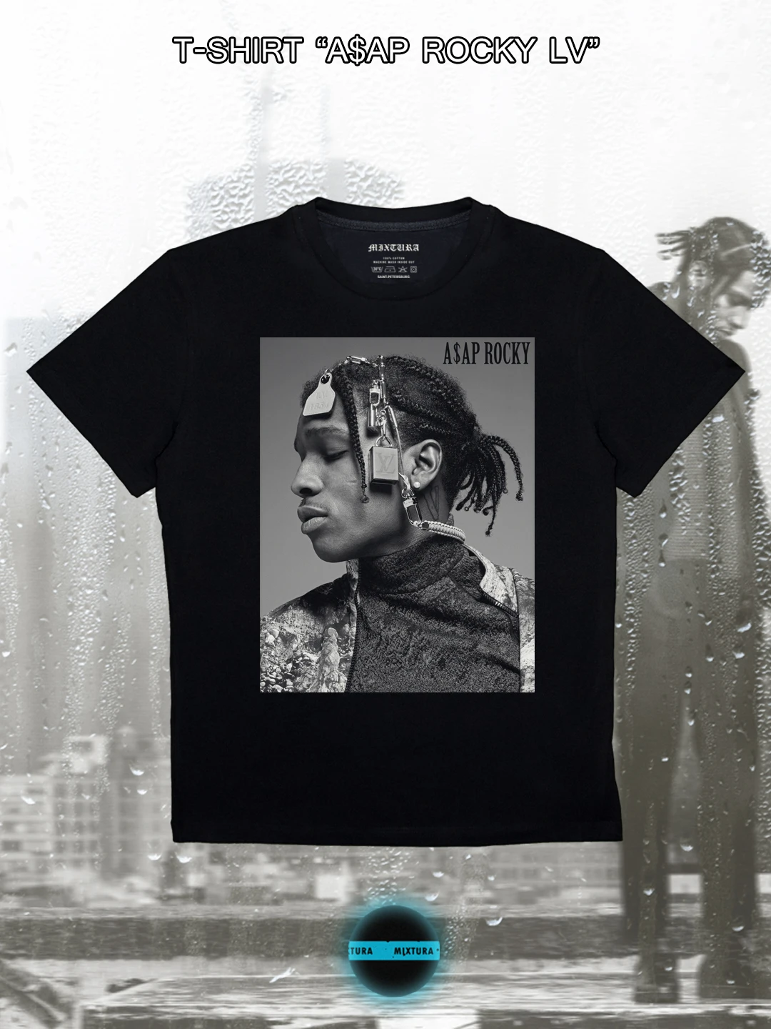 Футболка A$AP ROCKY LV MOB унисекс в стиле рэп хип-хоп сделано России ткань 100% хлопок