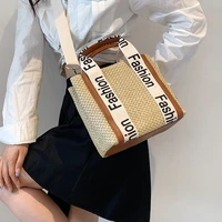 2022 new this brand popular straw knitted letters wild western style high quality texture women shoulder crossbody tote handbag
