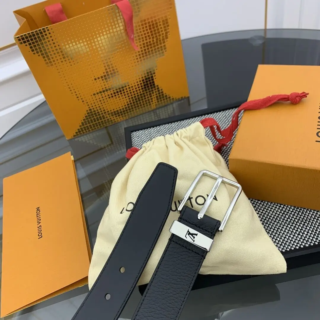 точная копия 1:1 Модный Новый Aurillon В Стиле Louis Vuitton Копия КлассичесКого Бутикового Металлического Кольца Мужской Ремень Из ВолоВьей Кожи