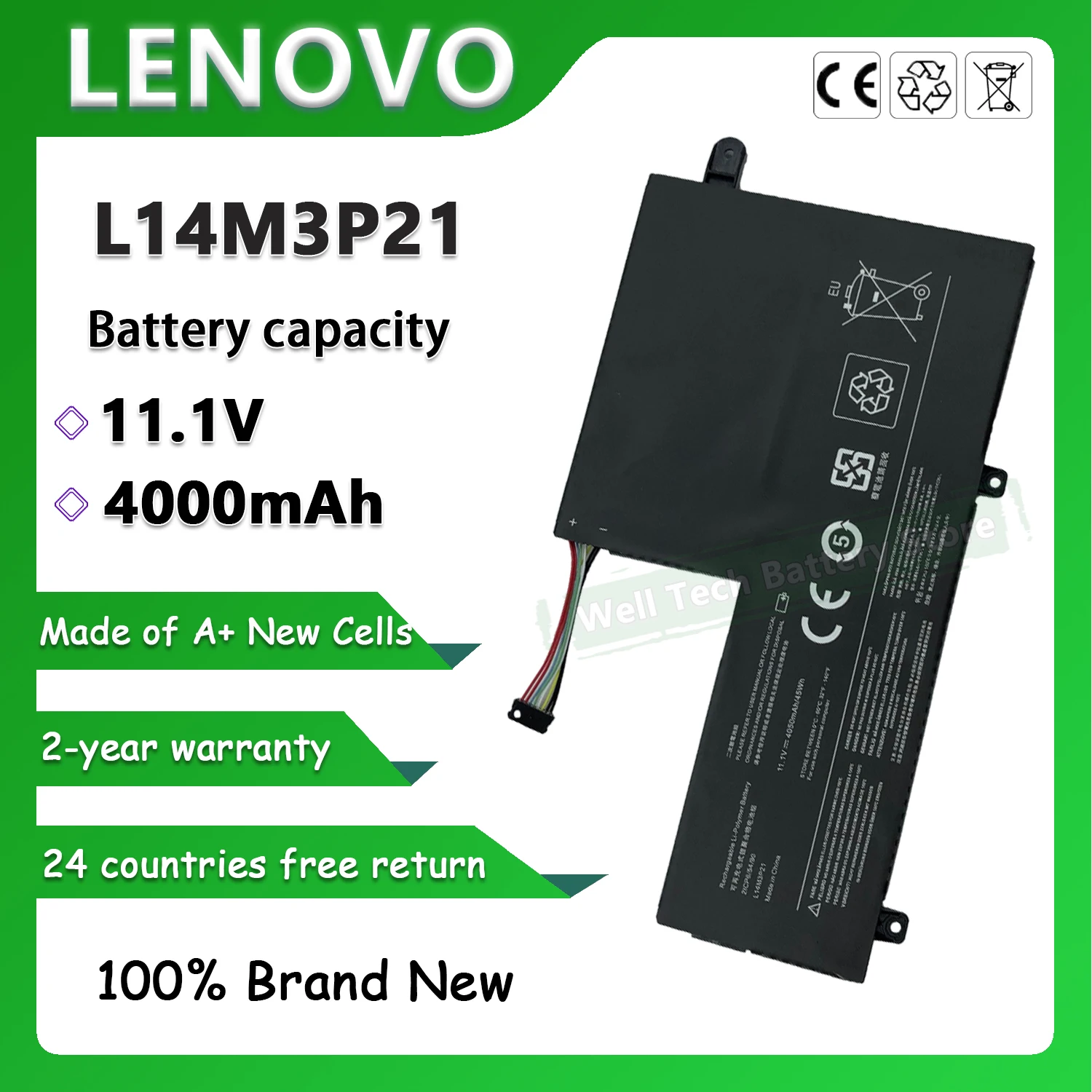 11 1 В 4000 мАч L14M3P21 L14L3P21 аккумулятор для ноутбука Lenovo Edge 2-1580 Flex 3 1470 XIAOXIN I2000 FLEX 3-1580