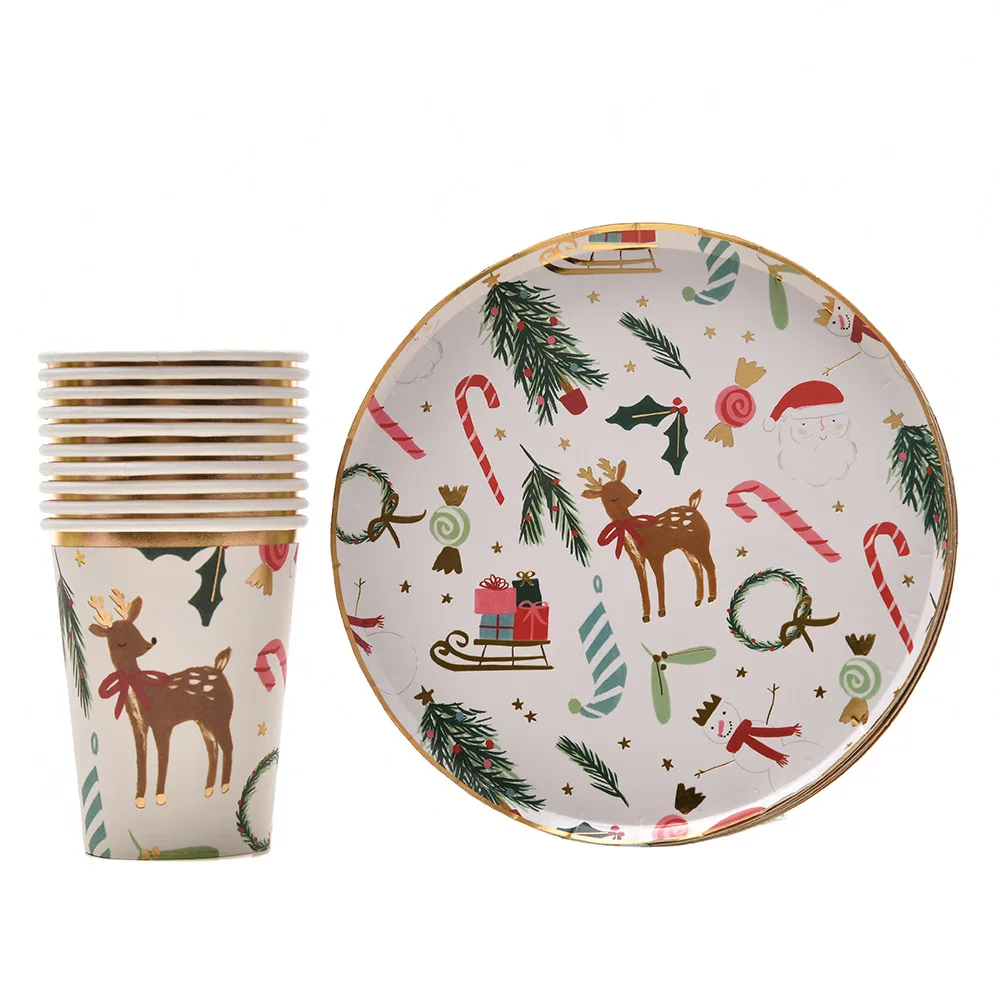 

Christmas Paper Dinner Plate Water Drink Cup Napkins Party Supplies