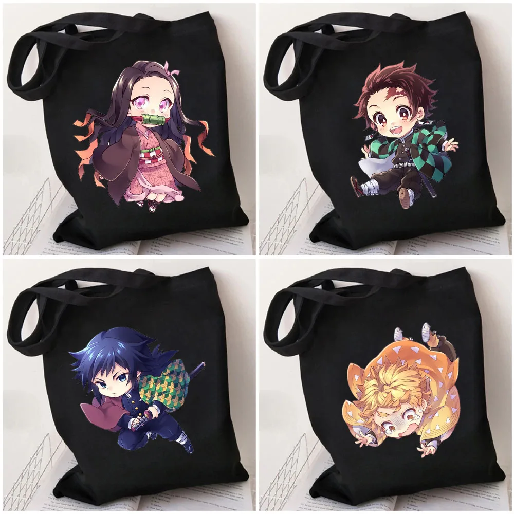

Women Anime 2023 Tanjirou Cute Nezuko Demon Slayer Kimetsu No Yaiba Handbags Tote Bags Women Canvas Shoulder Shopper Bag