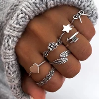 vintage rings set for women aesthatic retro punk silver plated butterfly flower leaf pearl chain finger ring 2022 trendy jewelry