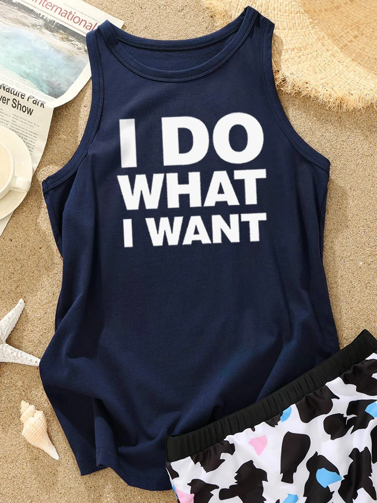 

Funny Sayings Letter Print Summer Tops for Women I Do What I Want Racerback Tank Top Sleeveless Shirt Casual Summer Graphic Tee