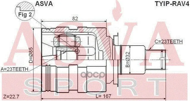 Шрус Внутренний | Прав Toyota/ Rav 4 Sxa10/ Sxa11 4wd -2000/23*32*23 Мм ASVA арт. TYIPRAV4 - купить по