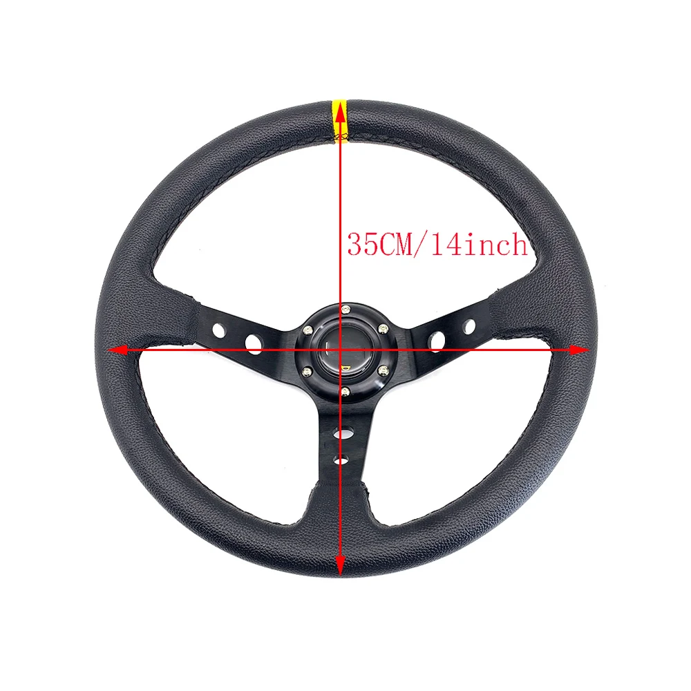 

14inch/350mm for OMP Prototipo Style pu Leather Racing Sport Steering Wheel