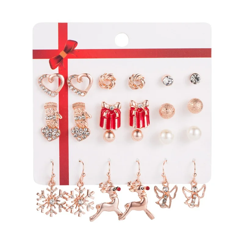 Серьги в виде Санта-Клауса для женщин милые рождественские украшения с красными