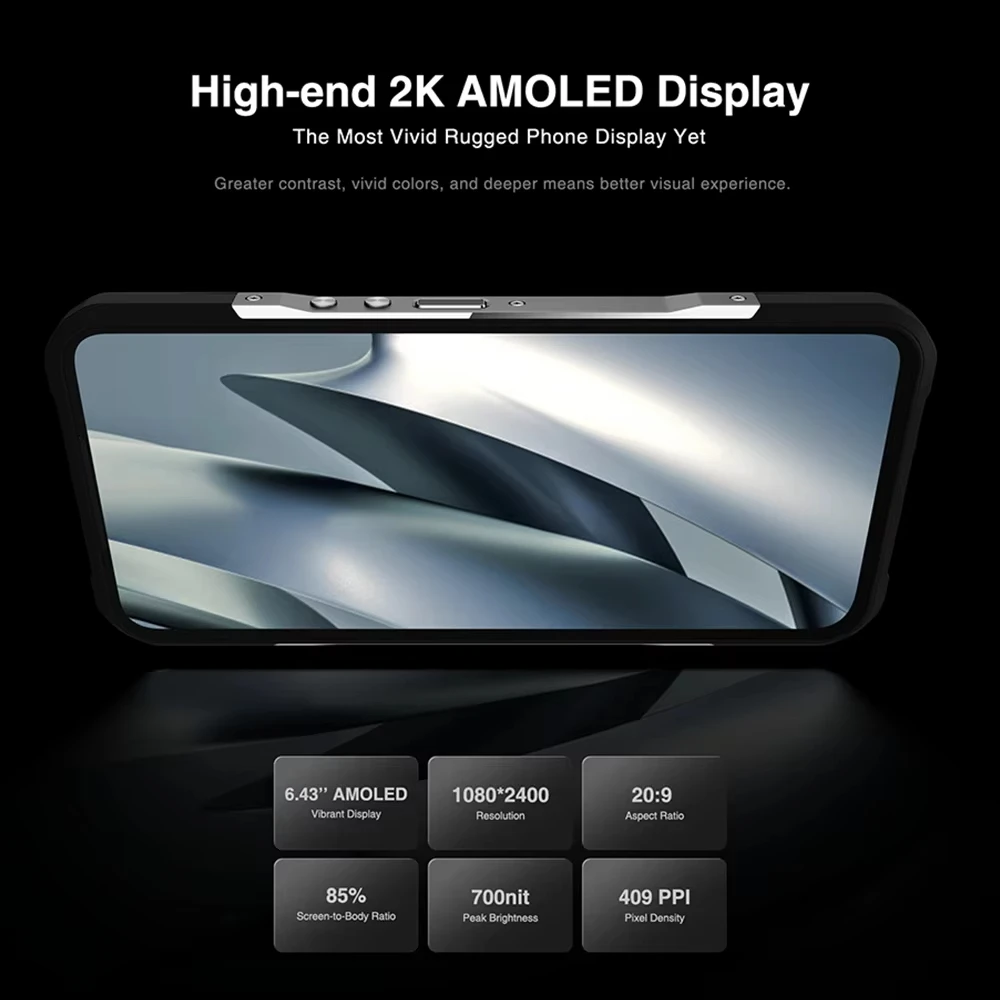Фото DOOGEE V20 Pro — защищенный смартфон с 6,43-дюймовым 2K-дисплеем, тепловизионной камерой, 12 ГБ + 256 ГБ памяти, 64-мегапиксельной камерой, аккумулятором 6000 мАч и зарядным устройством 33 Вт, Android. №4