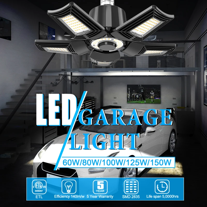 

Ngtlight Garage Light E26 Base AC100-277V 5 Years Warranty 60W 80W 100W 125W 150W LED Warehouse Lighting