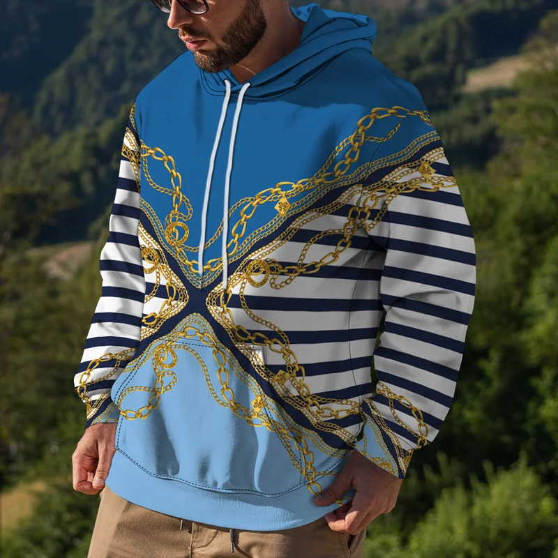 

Модная мужская однотонная Толстовка в полоску с 3d принтом в стиле хип-хоп с карманами и кулиской Новинка весна-осень