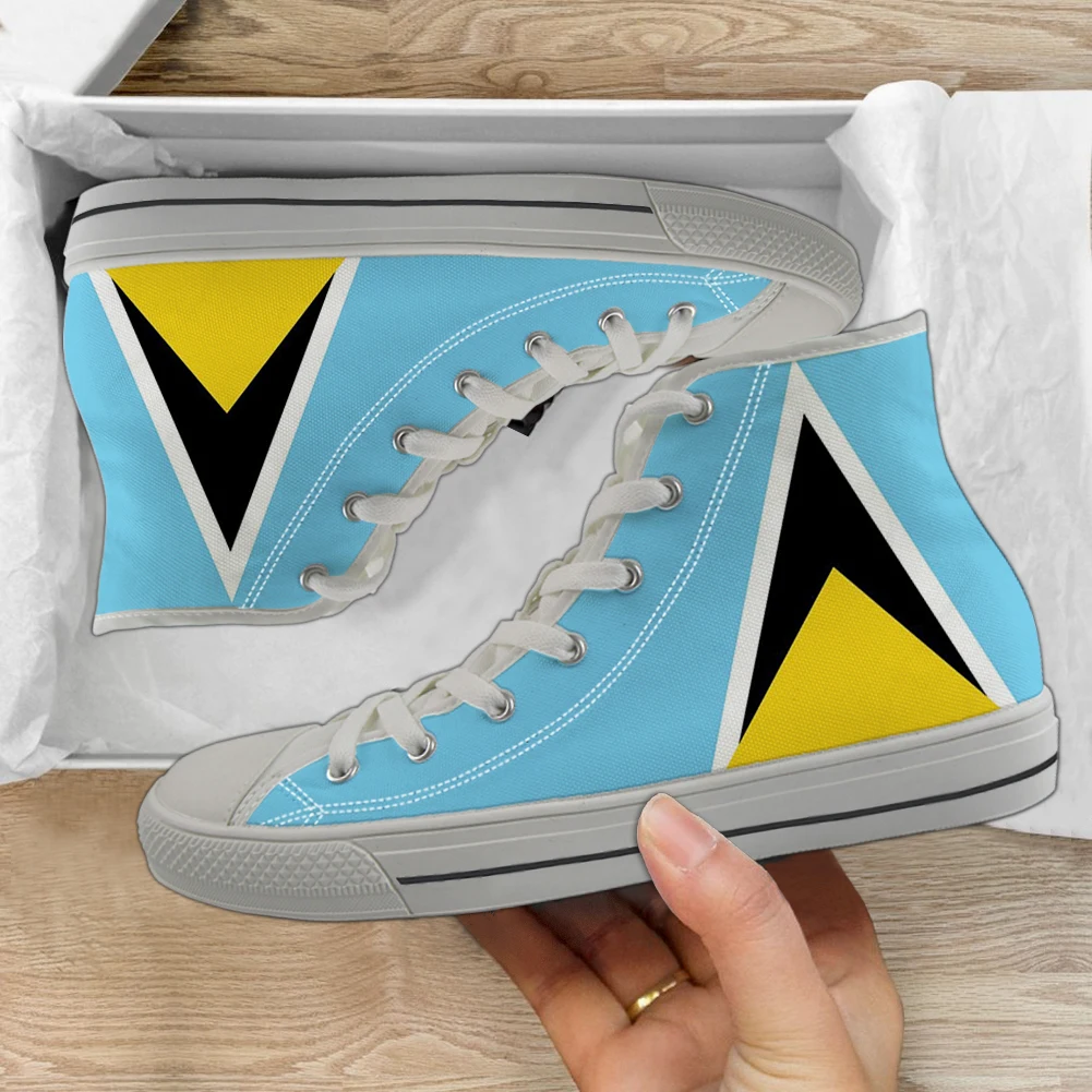

Classic Print Saint Lucia Flag Ladies Low Top Canvas Shoes Leisure Soft Sole Woman Flats Breathable Mesh Outdoors Walking Shoes