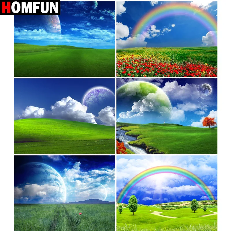 

Набор для алмазной вышивки HOMFUN 5D «Радуга пейзажа», набор для рукоделия «сделай сам», вышивка крестиком, украшение для дома, подарок