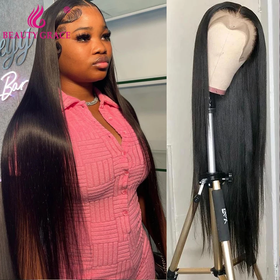 Bone Straight HD Transparent 13x4 Lace Frontal Wigs On Sale Clearance Brazilian Human Hair Wigs For Women 30 Inch Lace Front Wig