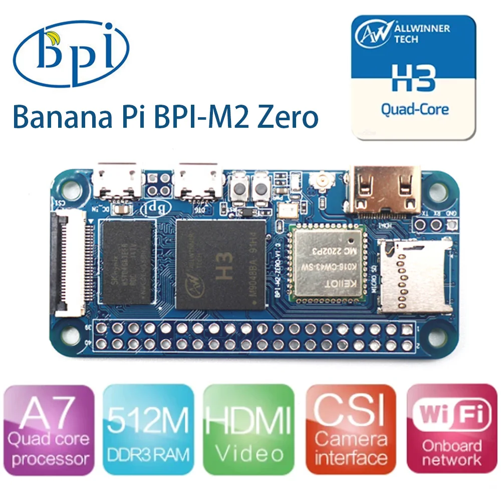 

Banana Pi BPi-M2 Zero Quad-core Allwinner H3 512MB DDR3 RAM Support Linux Android Open Source Development Single Board Computer