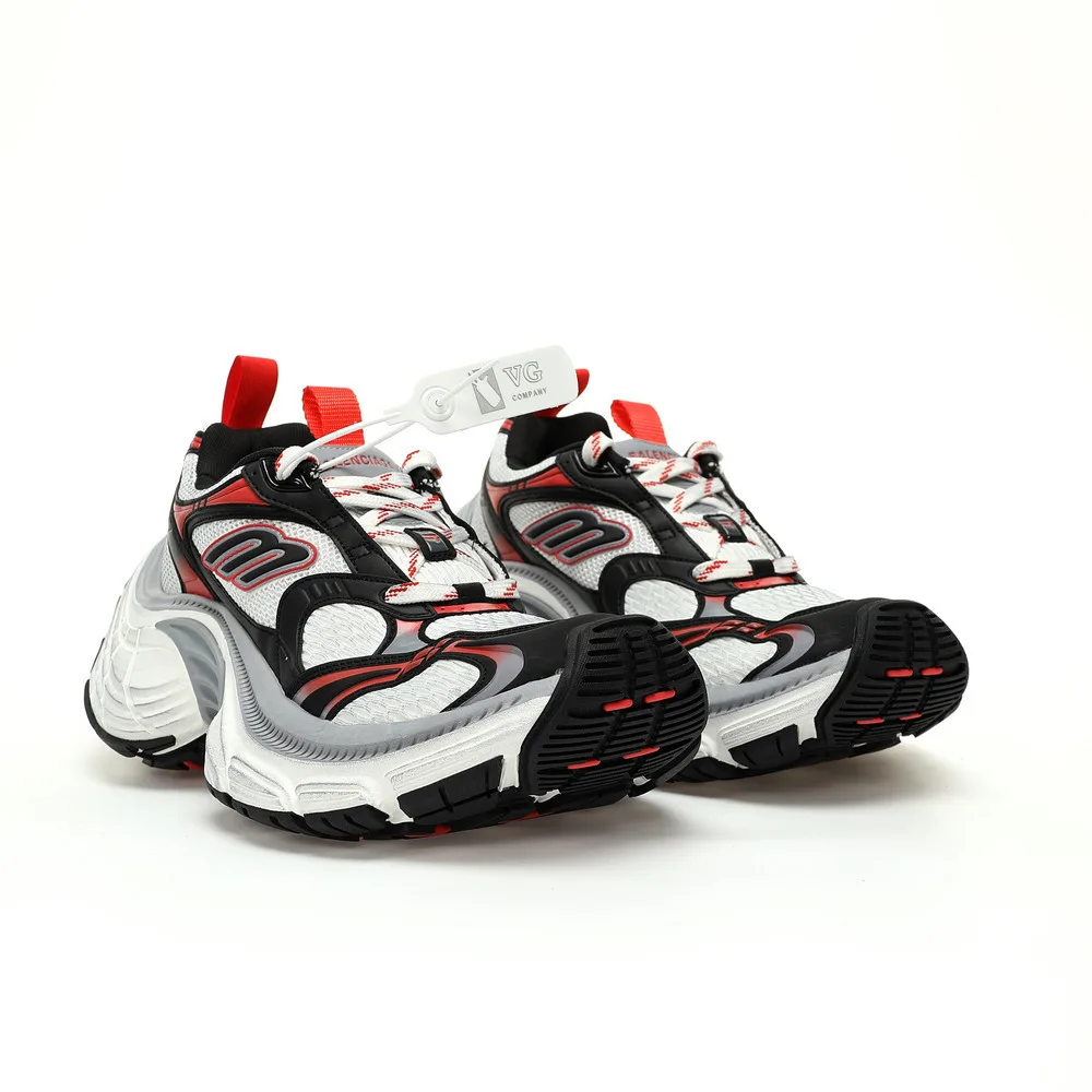 BALENCIAGA Cargo Sneaker 10XL &quotWhiteBlackRed And White Aged&quot Нескользящая Износостойкая Обувь Для