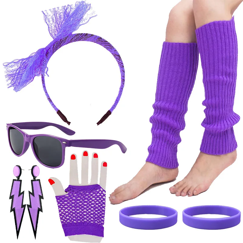 

Неоновый фиолетовый набор аксессуаров для косплея для детей и взрослых 80-х годов