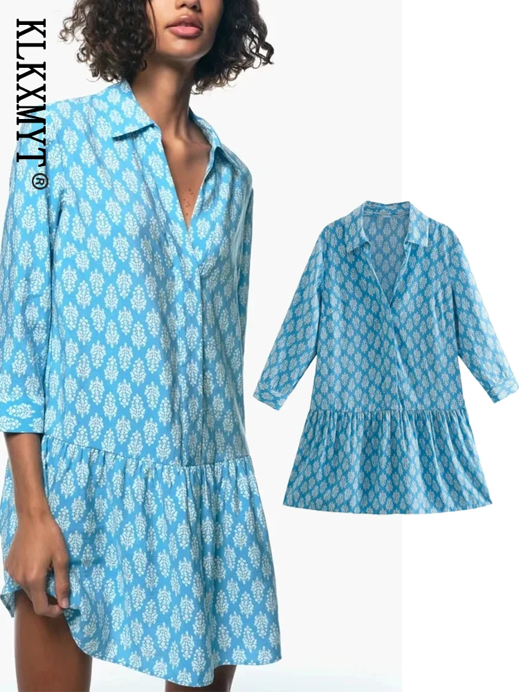 

KLKXMYT TRAF женское платье 2022 Новое модное короткое платье с принтом женские вечерние платья для женщин летнее платье Vestidos