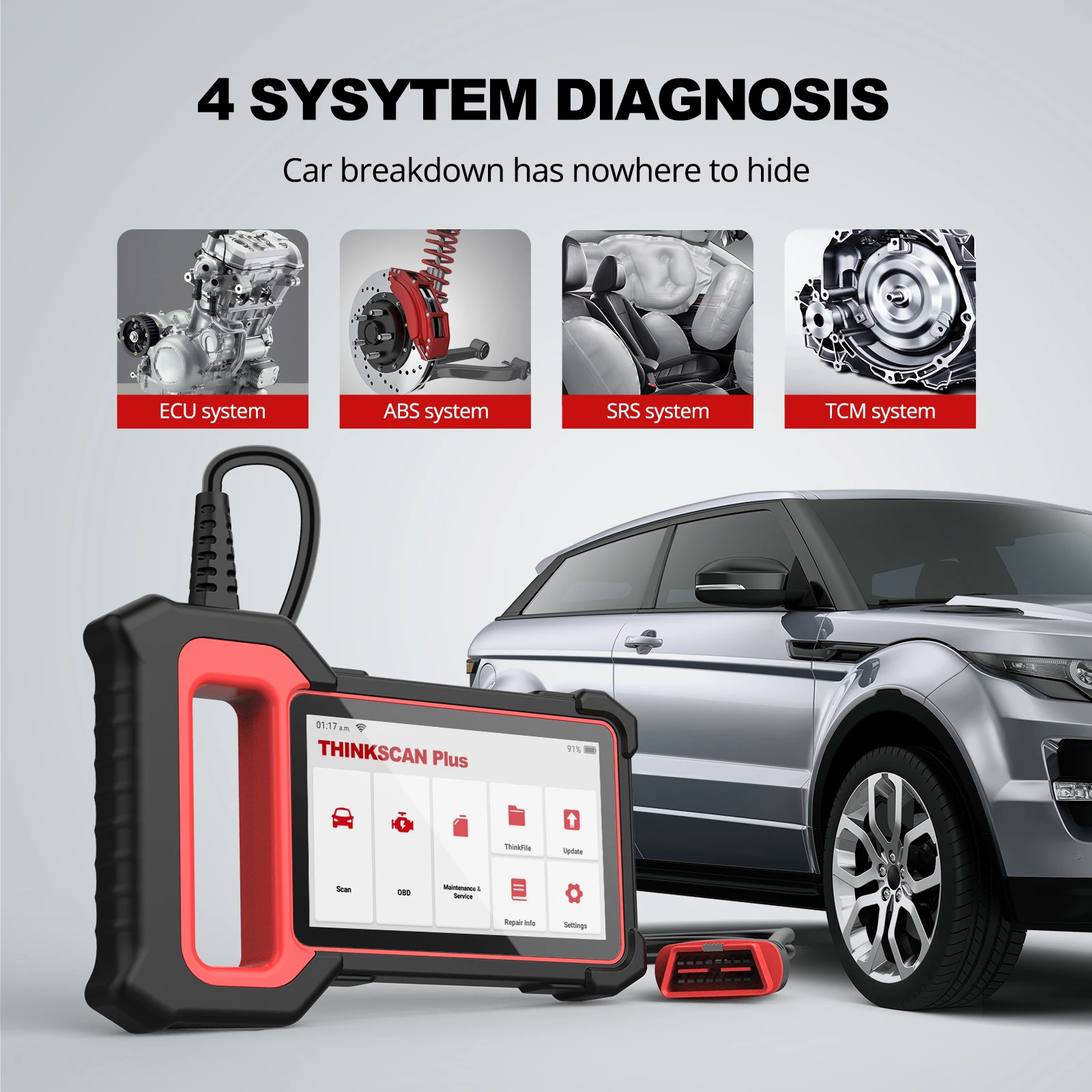 Сканер THINKCAR Thinkscan Plus S2 OBD2 Диагностический 3 системы |