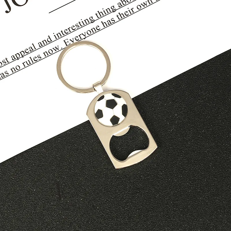 

Football Basketball Bottle Opener Metal Keychain For Women Beverage Bar Key Ring Outdoor Party Accessories Sports Souvenir Gift