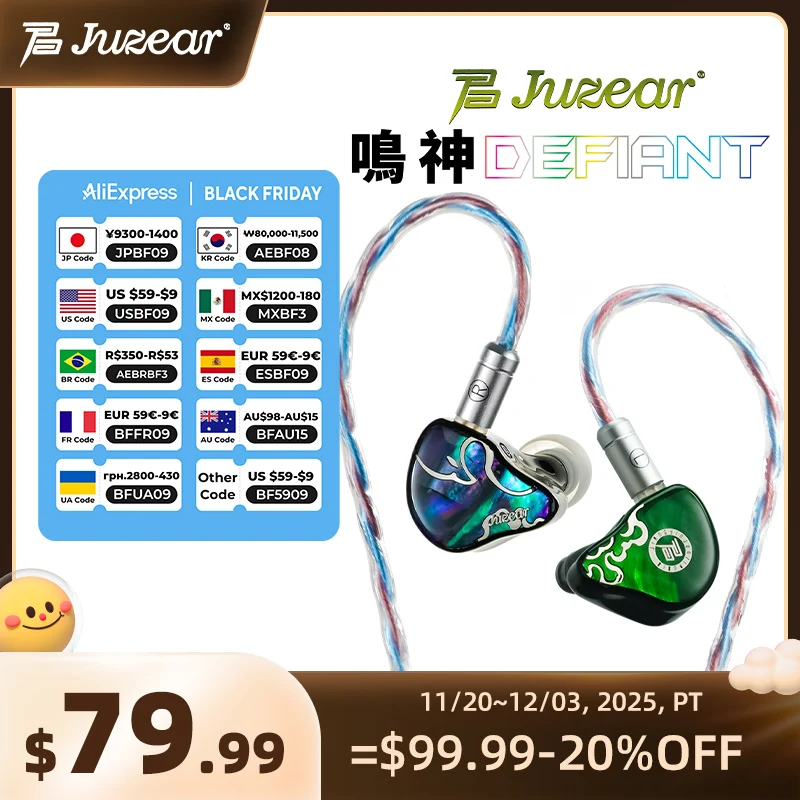 今流行りのやつ JUZEAR x Z Reviews Defiant 1DD+3BA Наушники | AliExpress