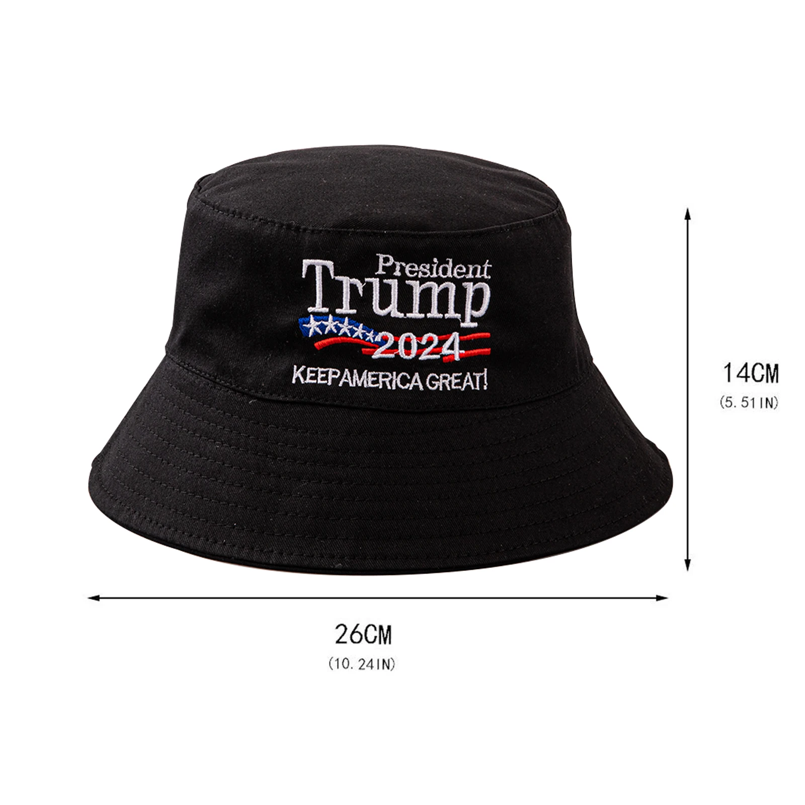 2024 Шляпа-панама Трампа красная с вышивкой флага Keep America Great USA