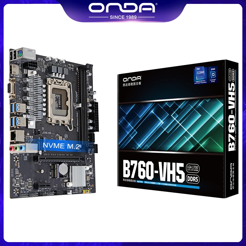 

ONDA B760 VH4 Motherboard LGA 1700 Support Intel Core i3/i5/i7/i9 12th 13th Processor Dual Channel DDR4 Memory B760-VH4