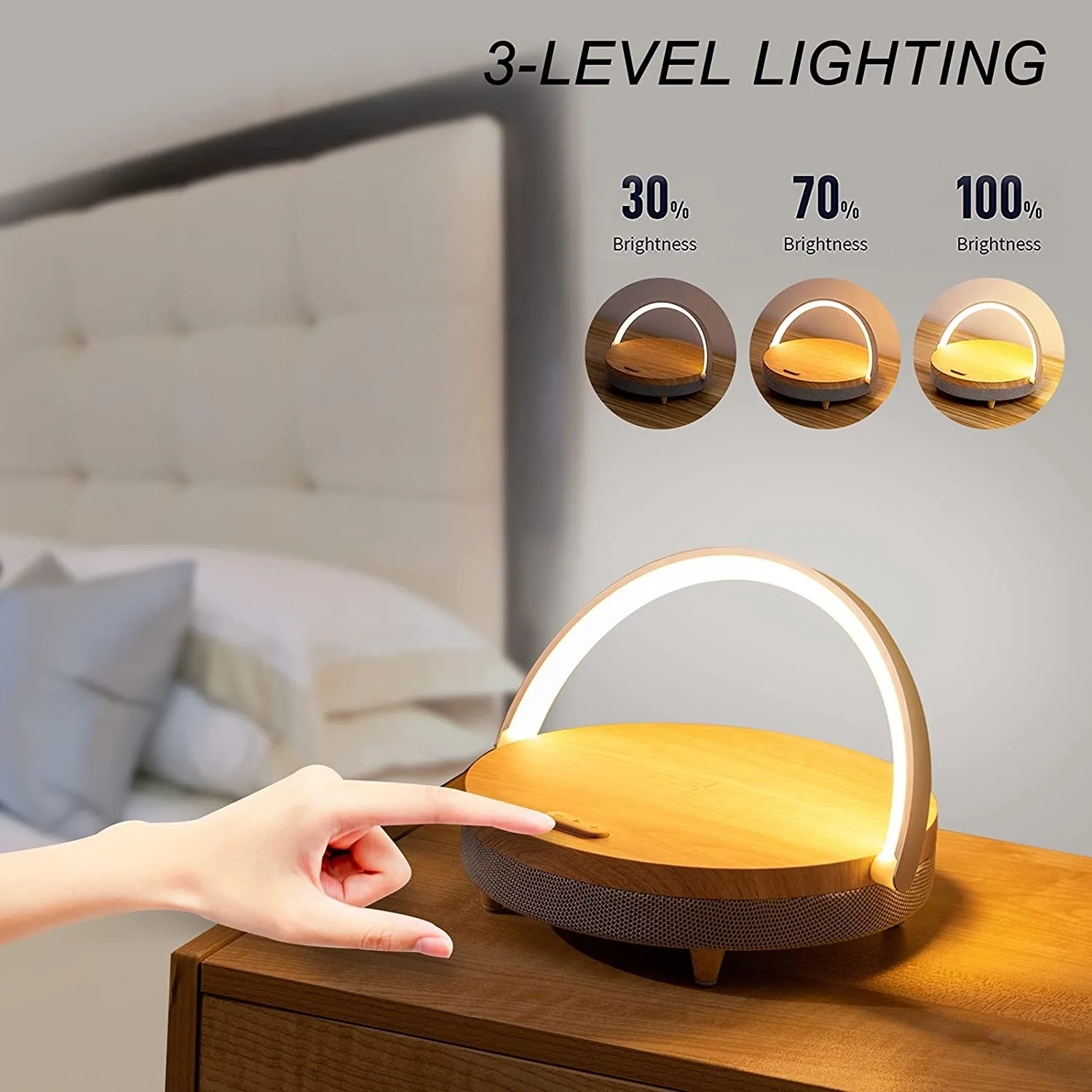 

15W High Power Wood wireless charger Bluetooth Speaker LED Lamp fast charger for iPhone 13 13Pro 12 X XR 11