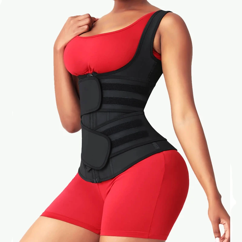 Latex Waist Trainer Vest Snatched Corset Women Double Strap Body Shaper 2 Belt Waist Cincher Shapewear Slimming Band Enhancer