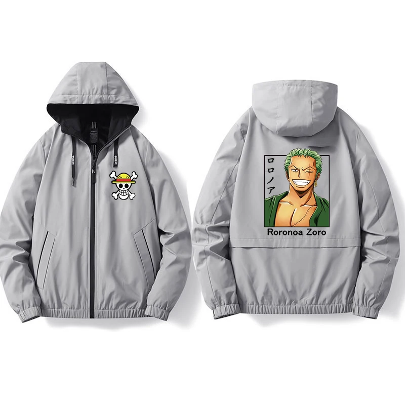 Japanese Anime Zip Up Hoodie Print Mens Jacket Daily Fall Winter Windbreak Coat Long Sleeve Graphic Sweatshirt Pullover