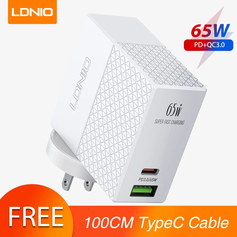 

LDNIO 65W Fast Charger PD QC3.0 Dual Port USB Charger For Laptop/Mac Book/IPad/Earphone/Mobile Phone Portable Type C Charger