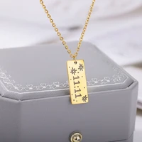 rectangle angel number 1111 necklace for women stainless steel chain choker star wish necklace christmas jewelry gift