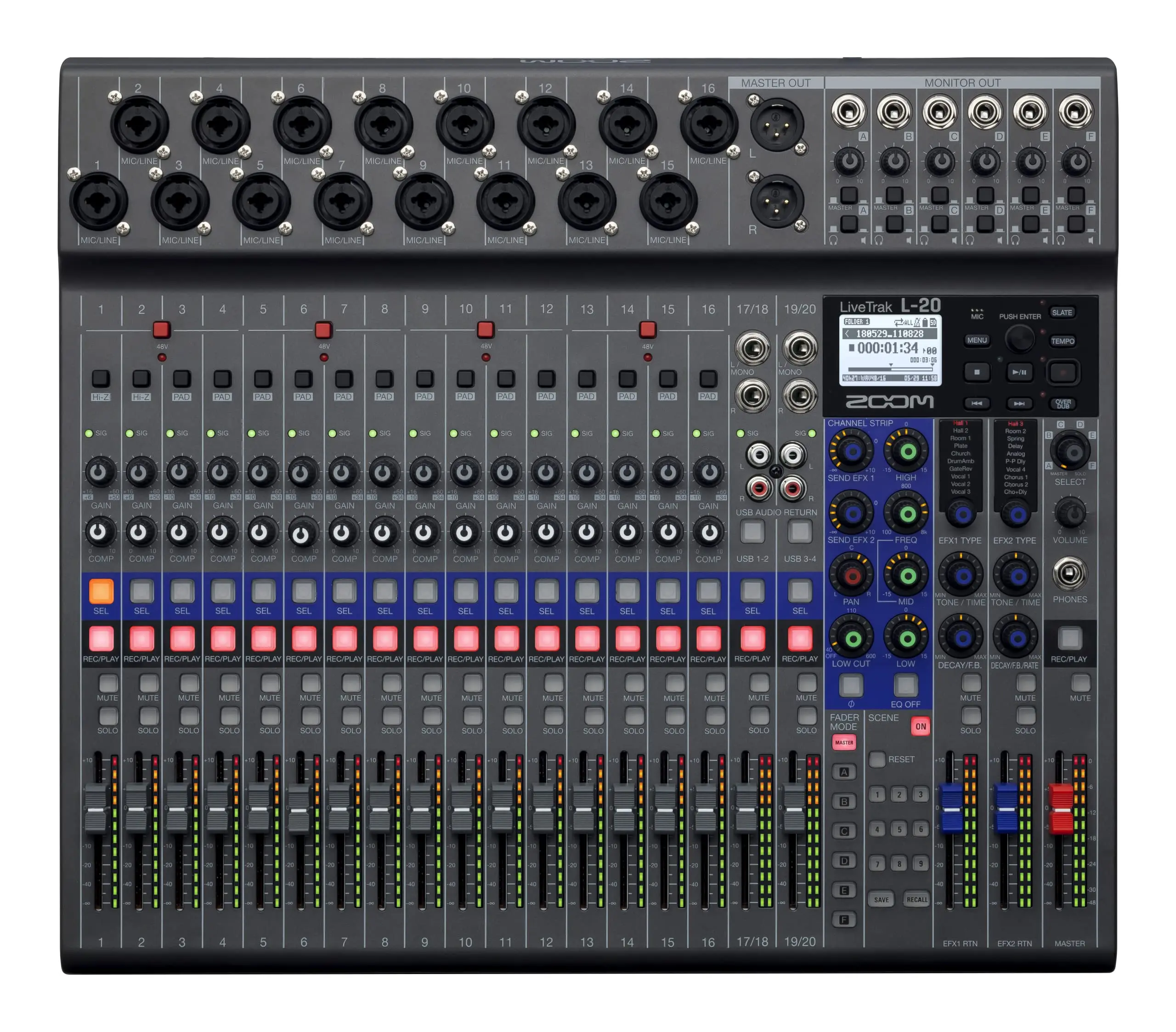 

(Новинка) Zoom LiveTrak L-20 20-канальный цифровой миксер/рекордер