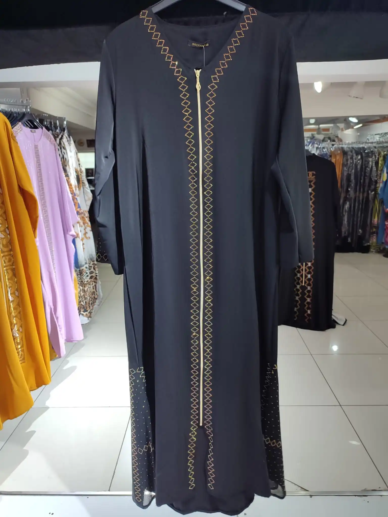 Muslim Abaya Islamic Hijab Fashion Clothing Summer Mother Clothing Home Life Nakışlı Black Color Embroidered Zipper Straight Dress 2022