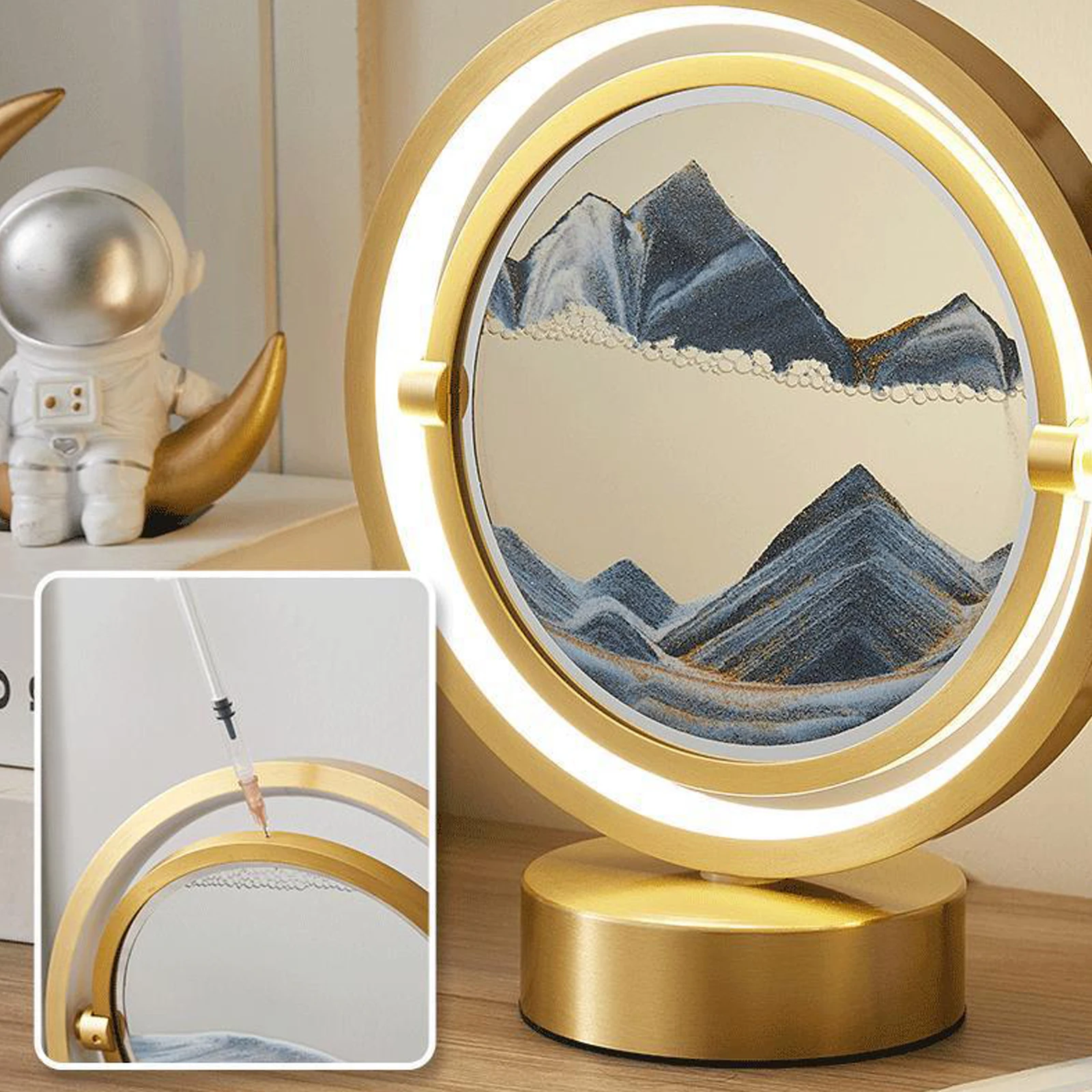 Сенсорная лампа Auraglow LED Sandscape Touch - Искусство движущегося песка Circle Light