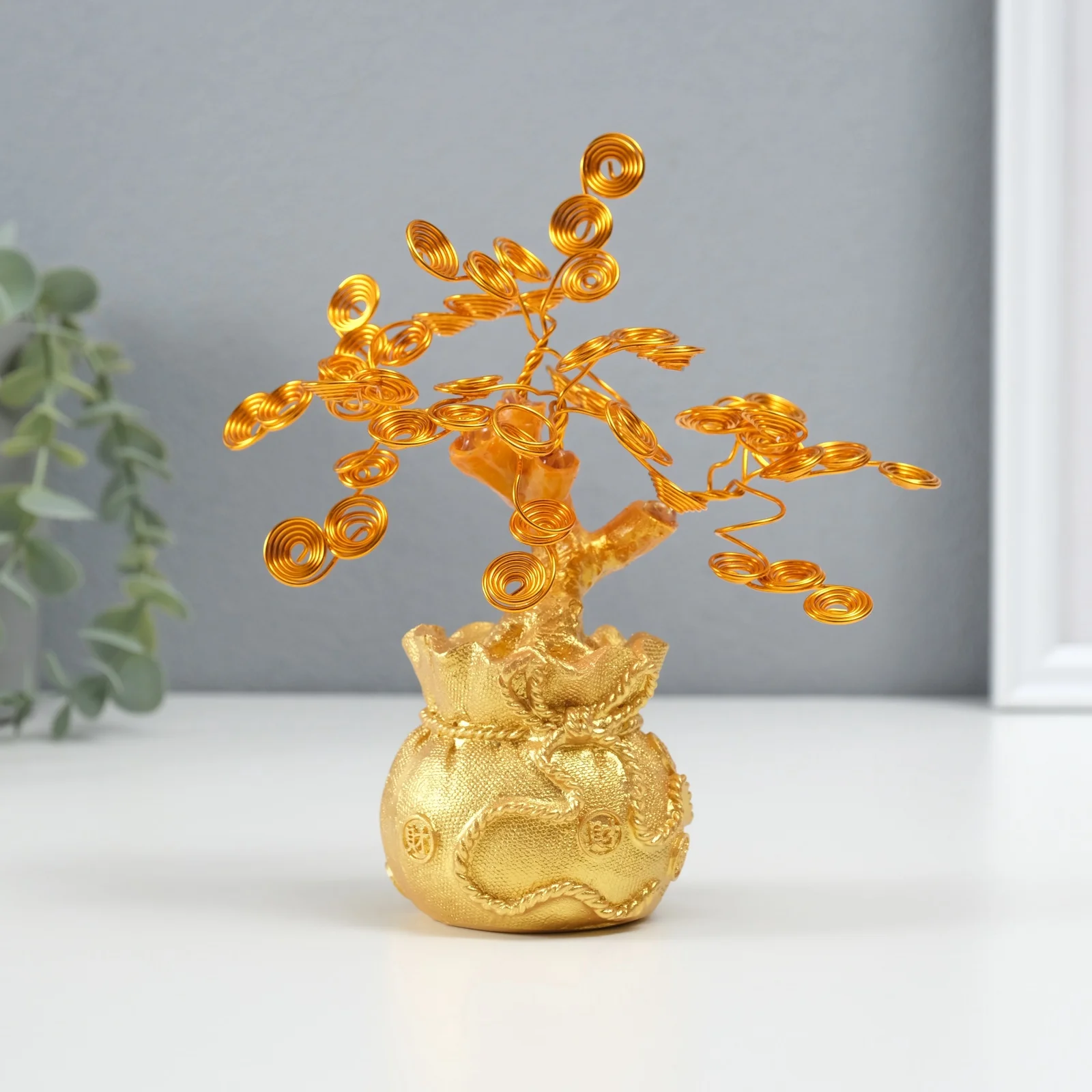 Сувенир полистоун металл 'Дерево жизни в мешке' 6х17х17 см (комплект из 3 шт)