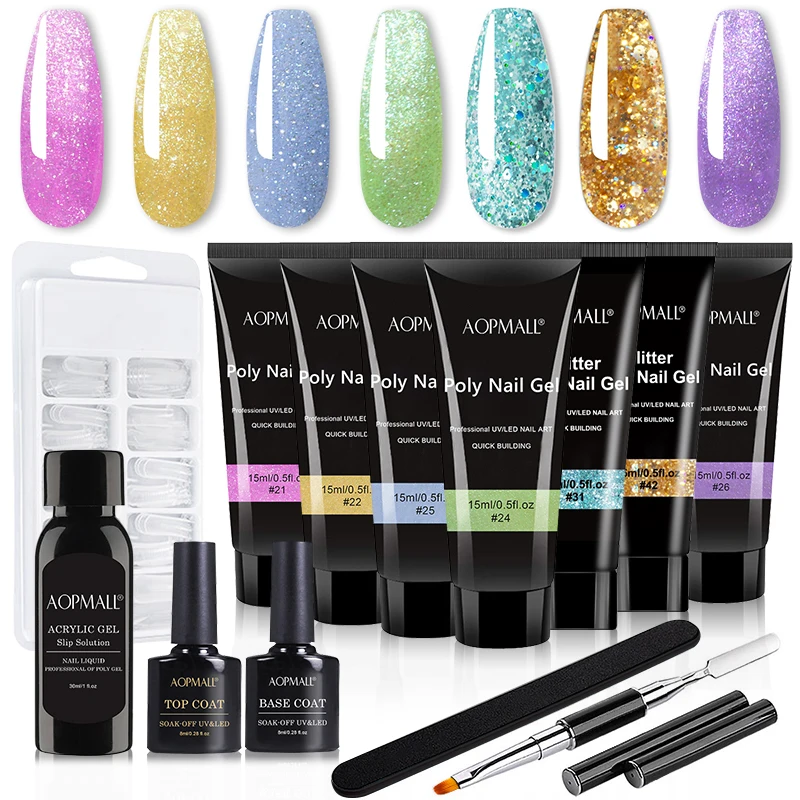 Набор для наращивания ногтей AOPMALL 2/цветов полигель набор маникюра акриловый