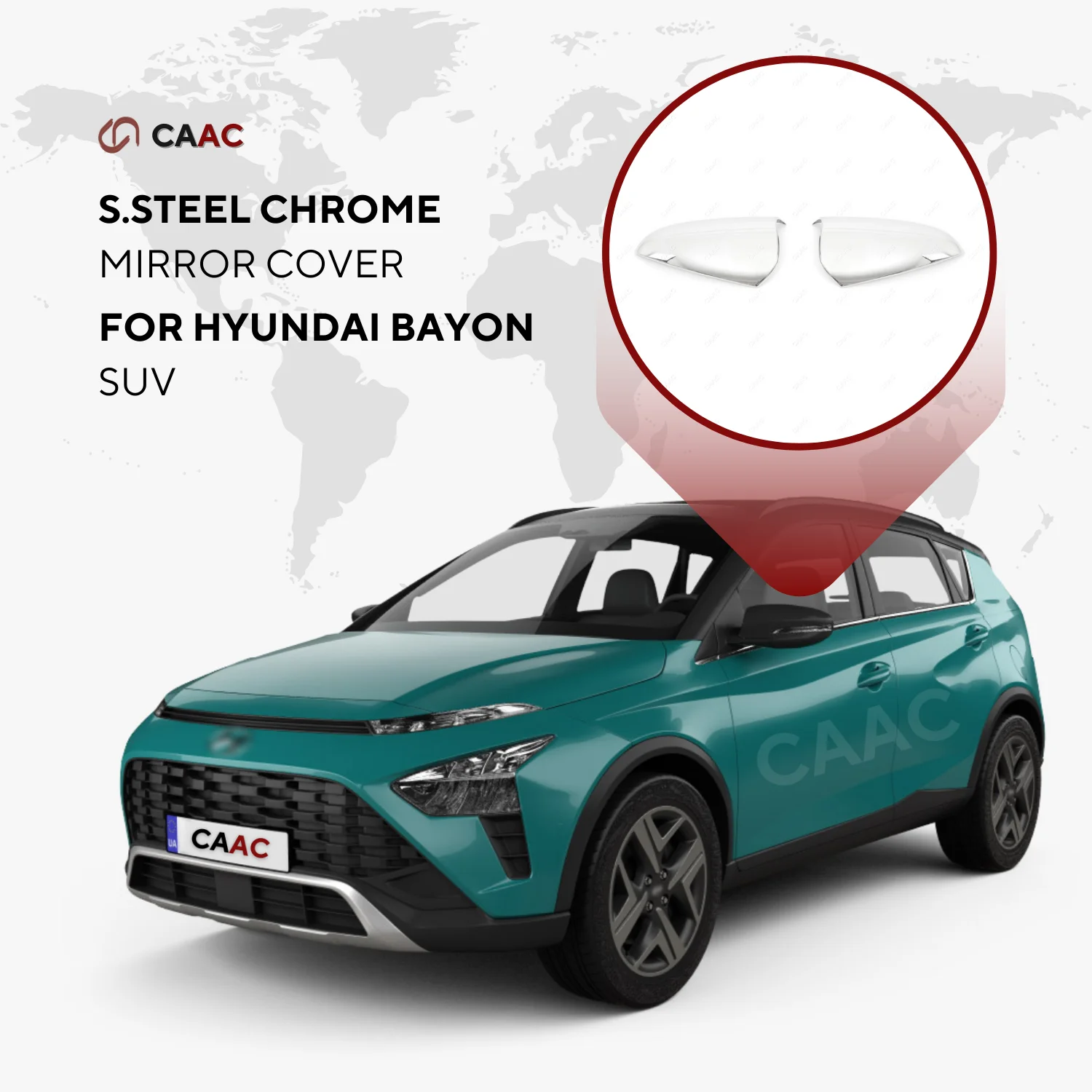 

For Hyundai Bayon SUV 2021-2023 Stainless Steel Chrome Side Mirror Cover 2 Pcs Exterior Spare Parts Car Hardware Ornamental Modified Accessory
