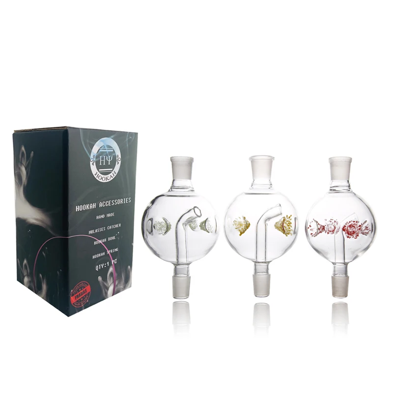 

New Arrive Universal Jointing Size 18.8mm 3/4 inches Red Yellow Color Glass Molasses Catcher For Shisha Hookah Smoking Clean