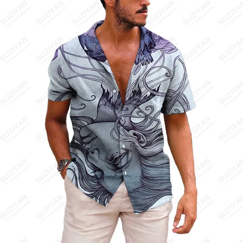 

Гавайская рубашка с 3D-принтом, Винтажная футболка с коротким рукавом и принтом животных, пляжная мода, лето 2022