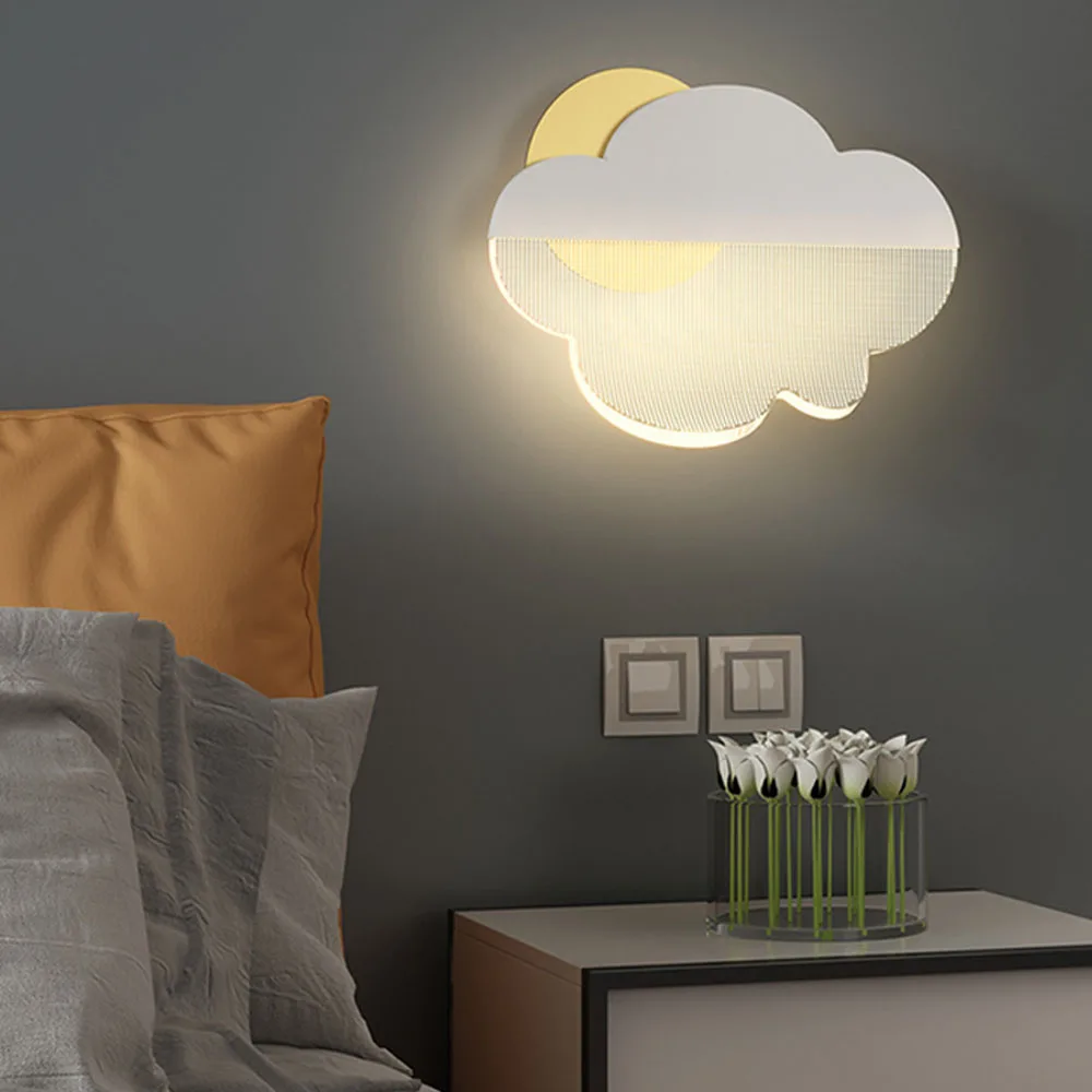 

Современный минималистичный светодиодный настенный светильник, акриловое и железное бра, детский Декор для спальни, ночник с облаками, внутреннее освещение, светильник 220 В