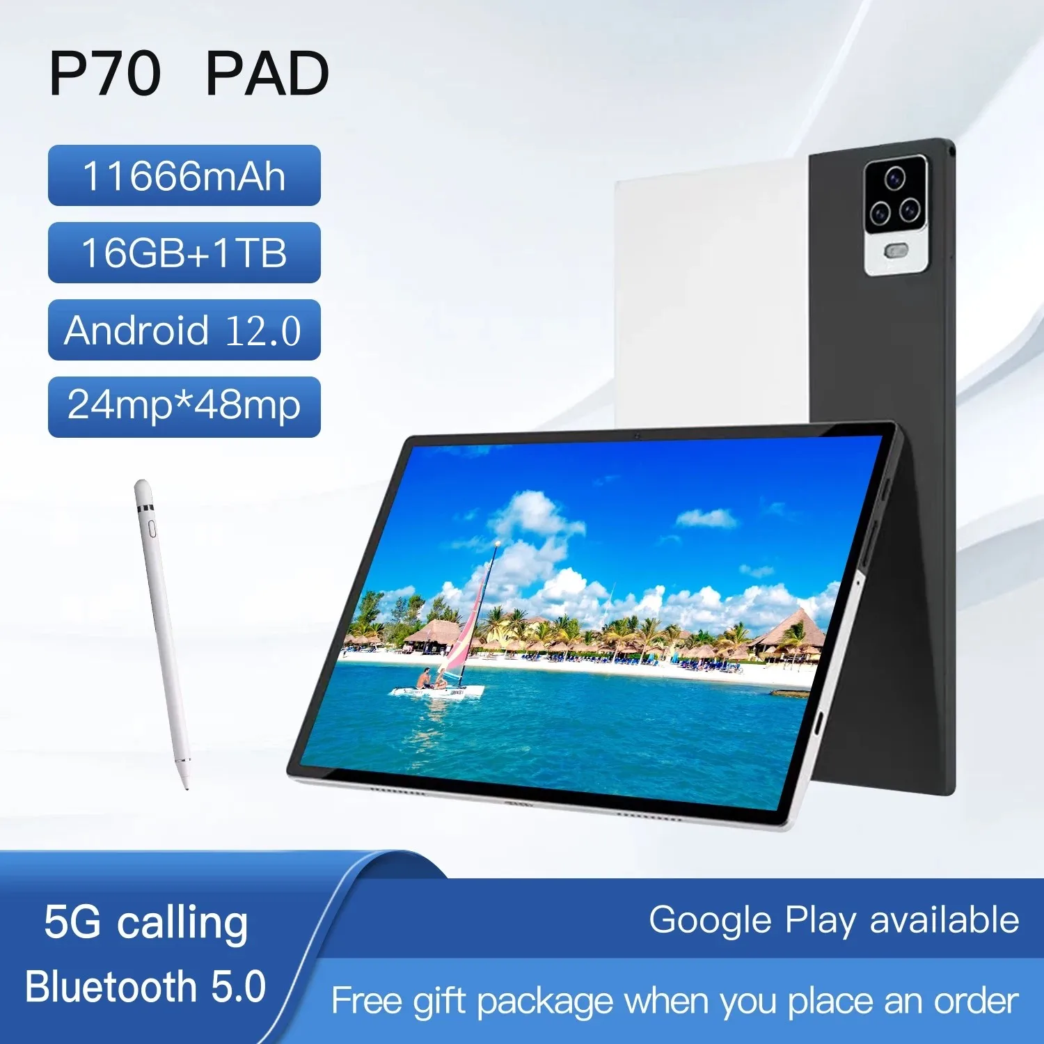 

Teclast pro Plus 10 Inch Android 13 Tablet 16GB RAM 1TB ROM 2560x1600 HD 10 Cores GPS Type-C Keyboard leather case 4G