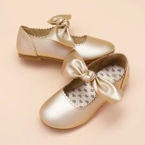 Dream Pairs Kids Girls Leather Flats Ballet Mary Jane Big Bow Shoes Princess Flat PU Butterfly-knot 
