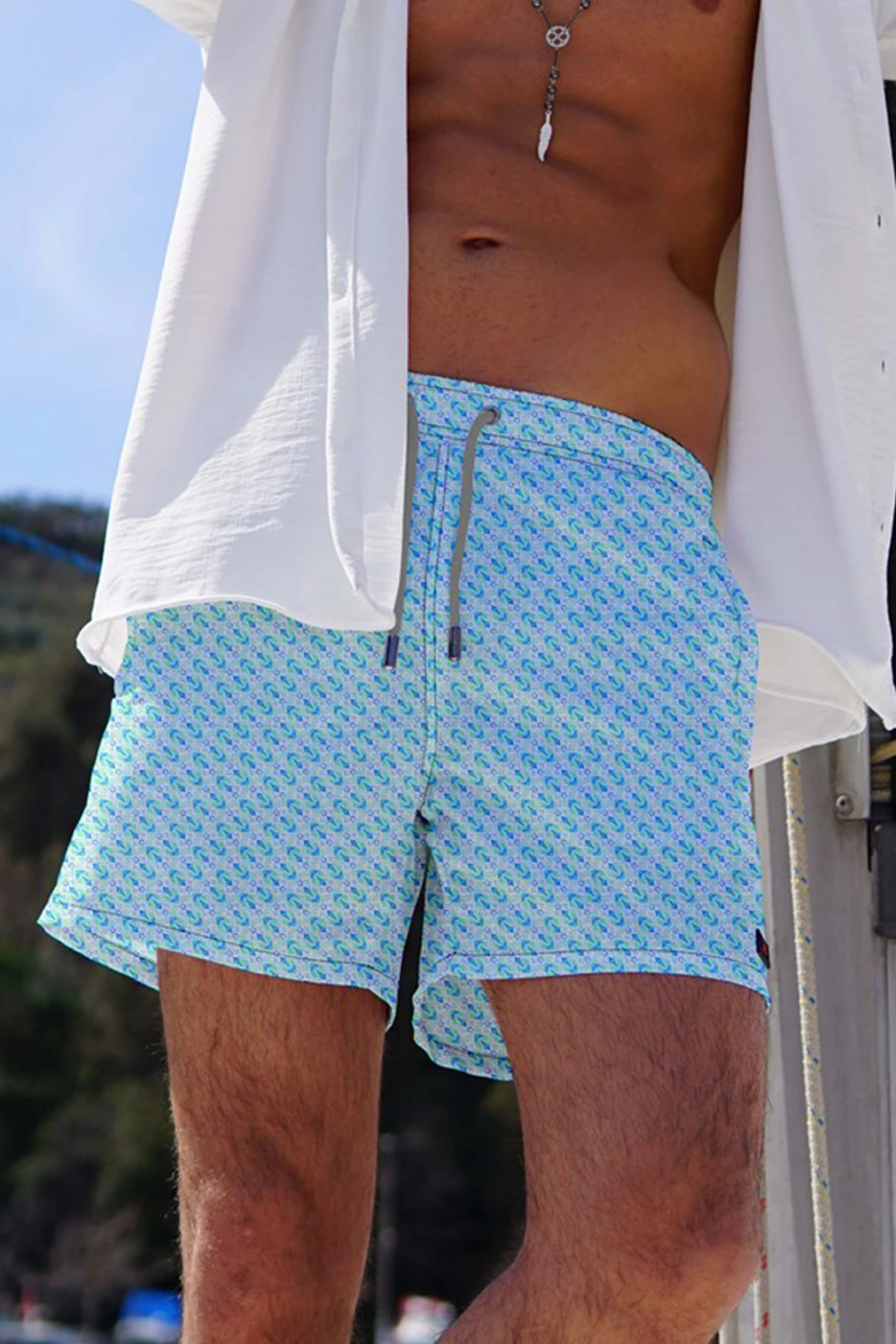 Водоотталкивающая быстросохнущая ткань с цифровым принтом мужские пляжные