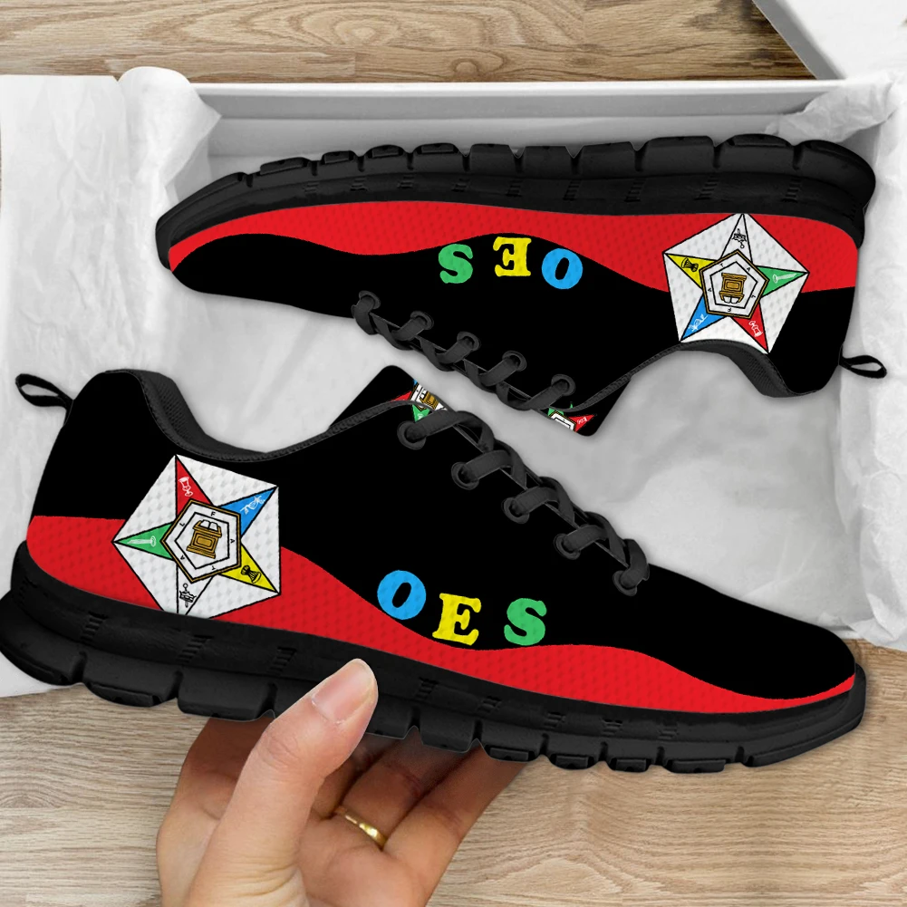 

INSTANTARTS Trendy Women's Casual Sneakers OES Style Order Of The Eastern Star Emblem Print Ladies Flat Shoes Outdoor Footwear